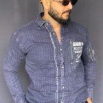 BACK SIDE PRINT DENIM BLUE SHIRT 06 P5