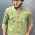 LITE GREEN DOUBLE POCKET PLAIN SHIRT 161 P76