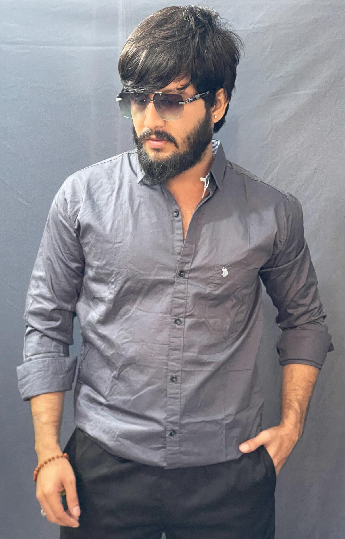 upload_1764783279055_0_n0v_W0n0X.jpg DARK GREY PLAIN SHIRT 158 P35 - Image 1