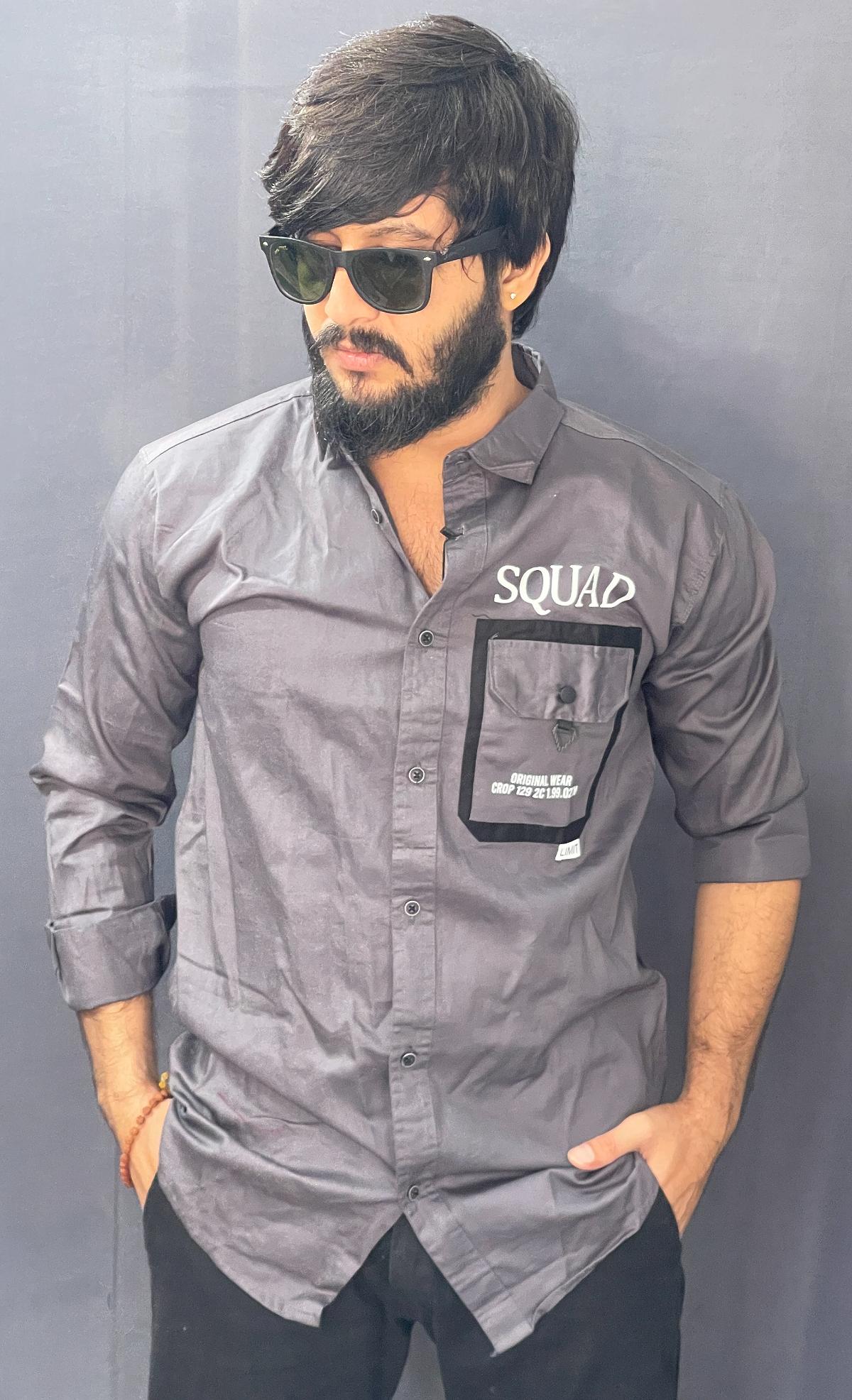 upload_1764837200750_0_zvrEpQGiq.jpg DARK GREY PRINTED SHIRT 173 P81 - Image 1