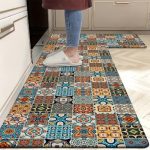 2Pcs Colorful Moroccan Mosaic Kitchen Mat